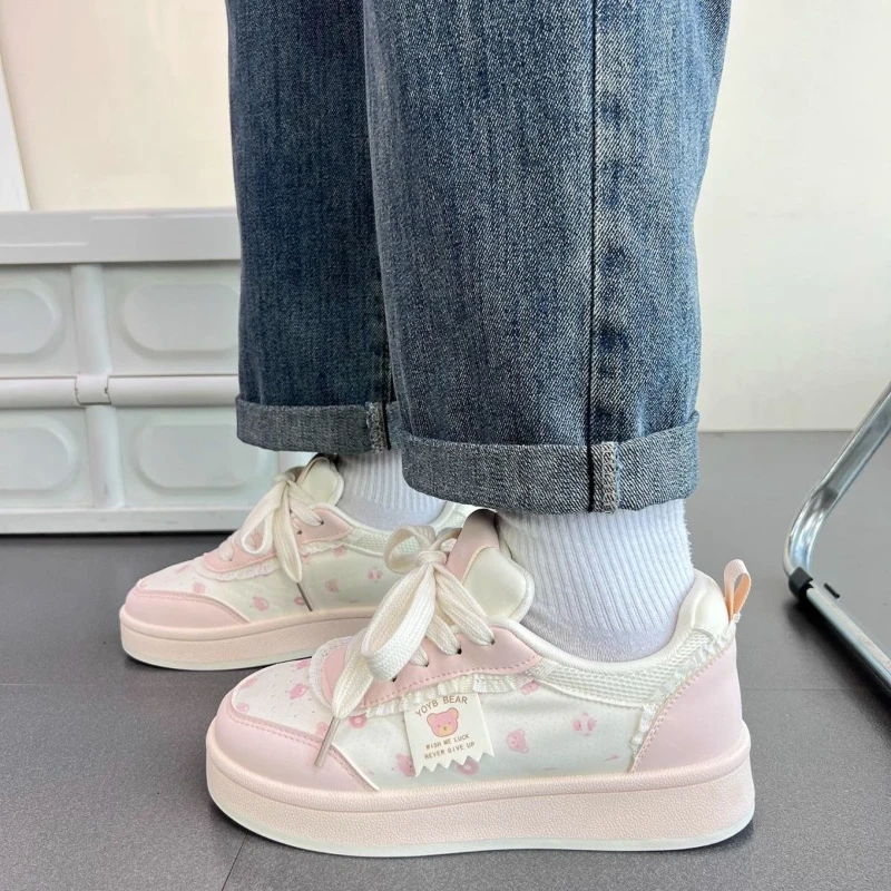 Cute Cartoon Print Sneakers for Girls Breathable School Shoes