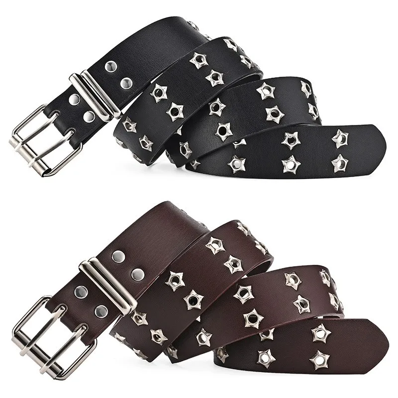 Cinto masculino de metal com novo estilo, moderno e minimalista, com fivela versátil, ideal para usar com jeans e outras peças femininas._voghion.com
