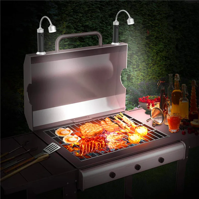 9 LED Flashlight BBQ Grill Light Outdoor Magnetic Base Soft Tube Torch 1pc bbq grill light