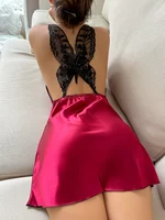 Spring and summer new sexy casual comfortable breathable imitation silk sleeping dress solid color slip dress - Image 4