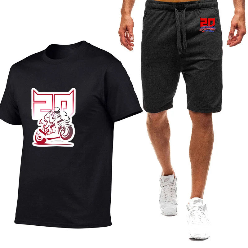 

FABIO QUARTARARO WITH SIGNATURE Men's New Summer Tracksuit Breathable T Shirt Shorts Shirts Sets Short Sleeve Tops + Shorts Suit
