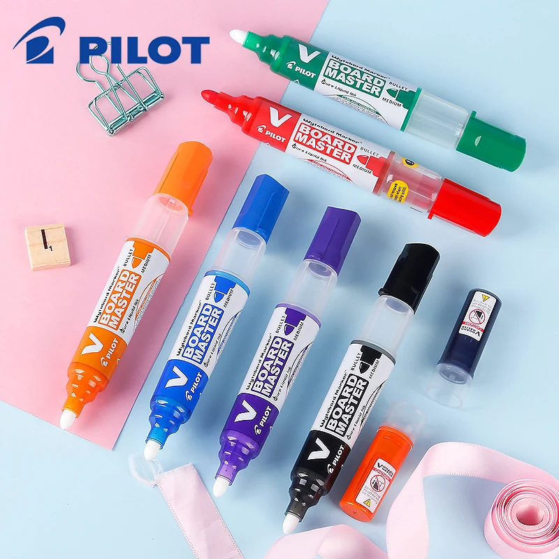 Pilot Whiteboard Pen 2.3mm Marker Erasable Refillable Liquid Ink School / Office Accessories Drawing Supplies Student Stationery white marker pens pen marker marker pens whiteboard pens dry erase markers