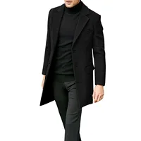 Updated European Mens Clothing Briti Sle Long Coat Youth Faion Slim Fit No Collar Spring 2025 Menswear Woolen Coat