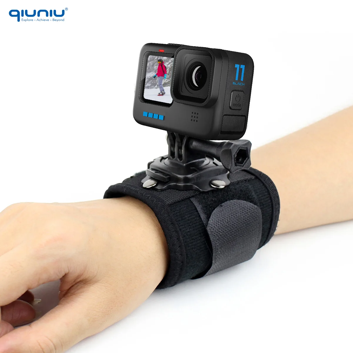 QIUNIU 360 Degree Rotating Wrist Hand Strap Band Tripod Mount Holder