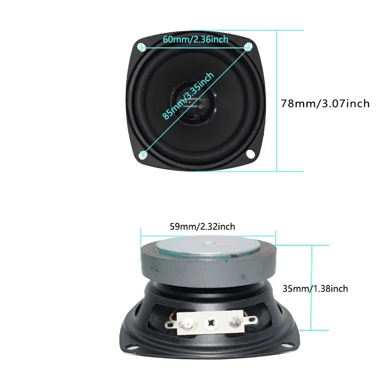 2 Pcs 3 Inch 78 MM Full Range Audio Speakers 8 Ohm 20W Bubble Edge 60 Magnetic Smart Bluetooth Speaker DIY Home Sound Stereo 6
