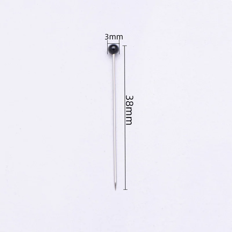 100개/박스 38cm 다채로운 원형 진주 헤드 바늘 스티치 스트레이트 푸시 진주 헤드 DIY 자수 바느질 포지셔닝 도구