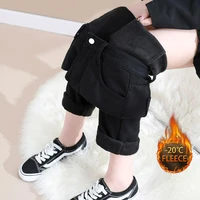 Autumn Winter Thick Velvet Women High Waist Y2K Jeans Simple Fleece Warm Stretch Ladies Casual Loose Denim Pencil Pants Vintage