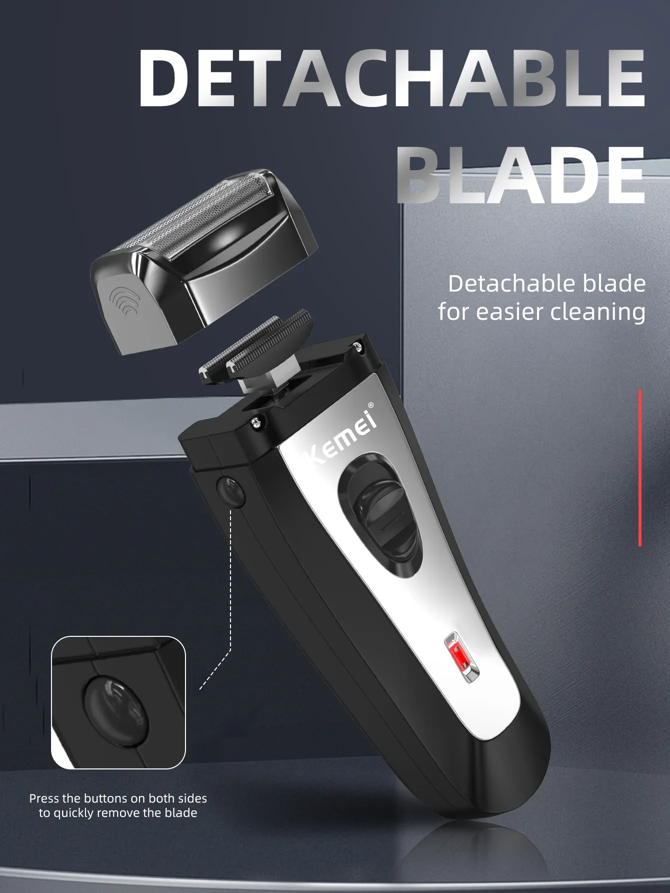 Rasoir électrique kemei étanche rechargeable par usb_voghion.com
