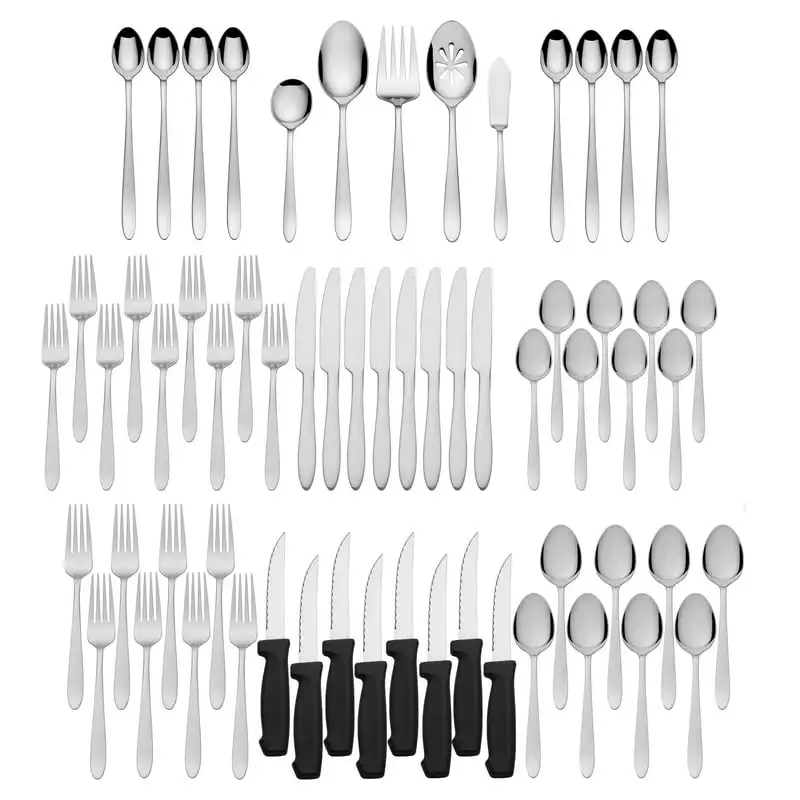 

Finn 61-piece Stainless Steel Flatware Set, Service for 8 For Home Restaurant