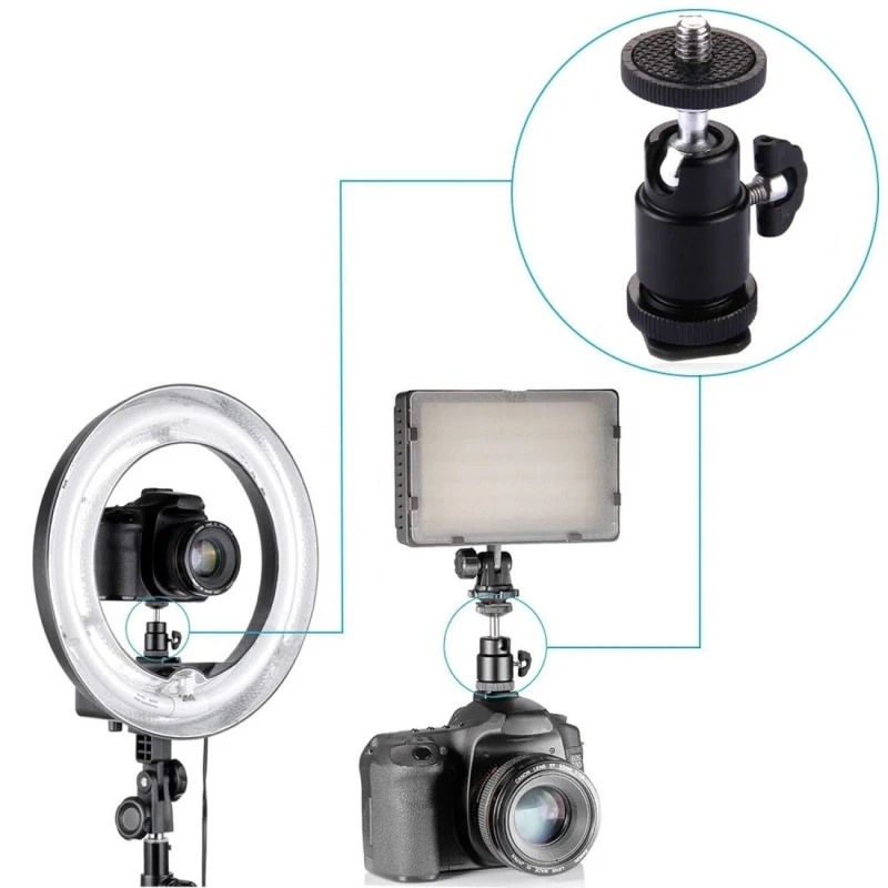 Mini Adjustable Swivel Angle Tripod Ball head Standard 1/4'' Screw HotShoe Mount Adapter Holder For Canon Nikon Sony DSLR Camera