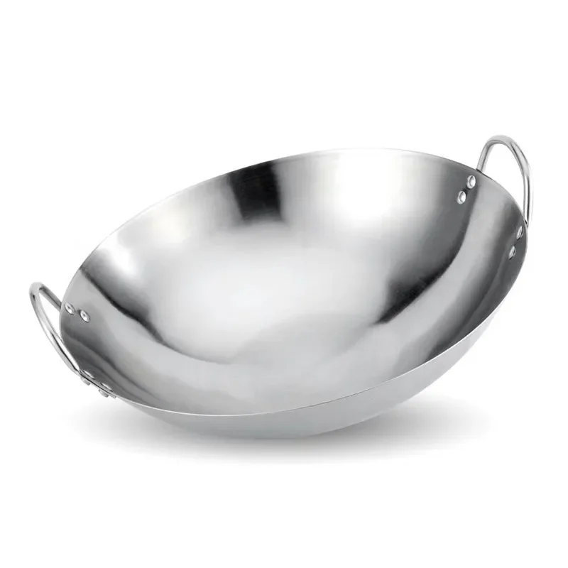 Iron Non-coating Woks Gas Cooker Traditional Handmade Pot Huge Manual Forging Wok With Binaural 34/40cm Double Ear Chef Fry Wok Cast Iron Wok Iron Wok