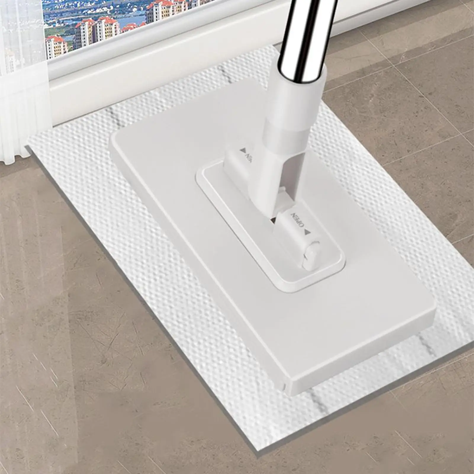 Hands-Free Cleaning Mop For Window Floor Dust Remover Automatic Face Towel Mop With 4 Reusable Cloths Household Cleaner Supplies_voghion.com