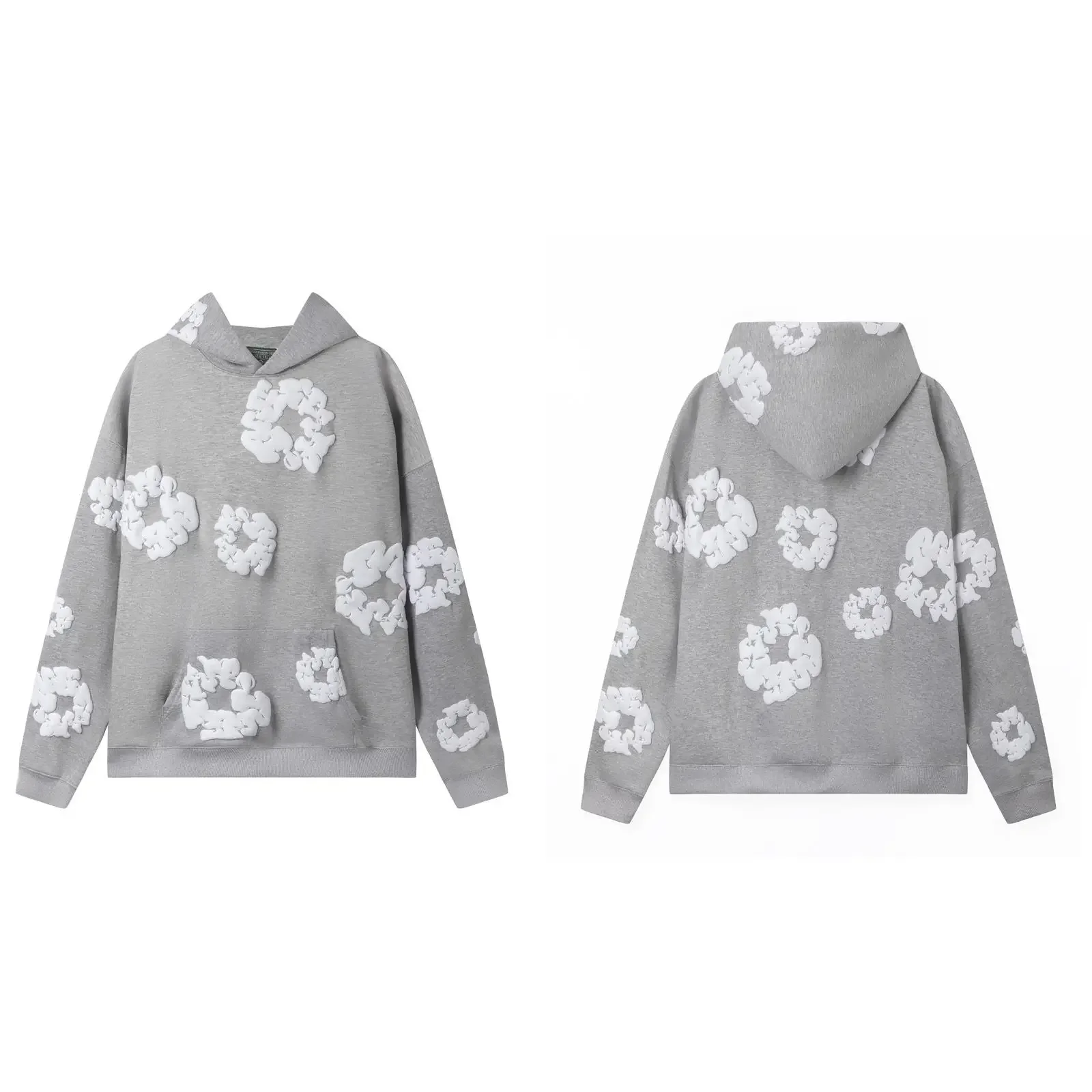 Top Quality New Men's Women's Same Foam Kapok Printing Long-sleeved Fleece Hooded Sweater Casual Loose Sweatpants Set 6