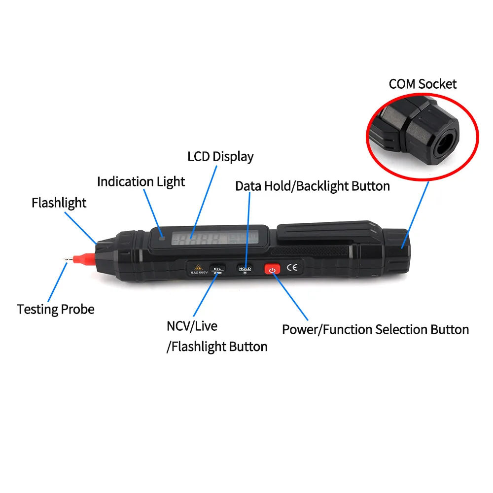 Circuit Tester Kit 4000 Counts Pen Type Multimeter TS20A AC DC Voltage Resistance Continuity Backlight Data Hold NCV APO Gauge Tester Meter