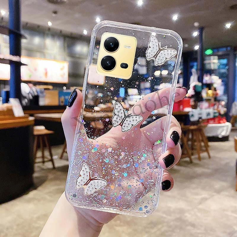 Transparente & Glitzernde Handyhülle Für Xiaomi 13T Pro / 13T - Ultra-dünne, Stoßfeste TPU Schutzhülle Mit Galvanisiertem Rahmen (blau)