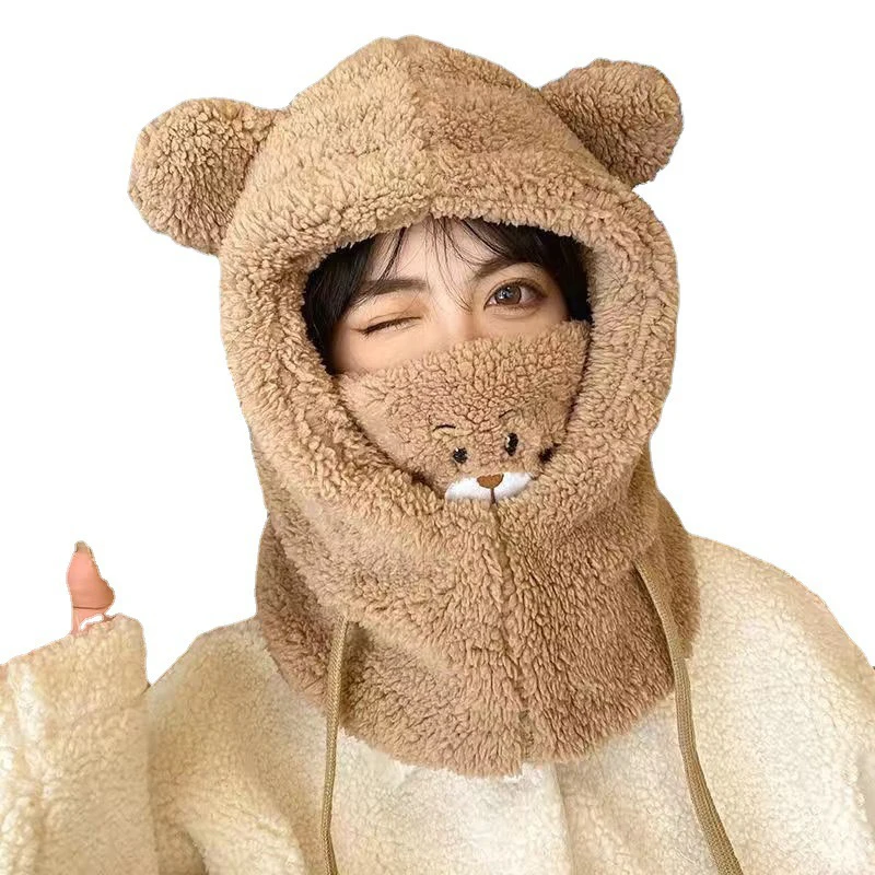 귀여운 곰 귀 모자 스카프 장갑 세트, 겨울 여성 비니 모자, 따뜻한 캐주얼 봉제 모자, 캐주얼 솔리드 플리스, 소녀 카와이 선물, 신제품