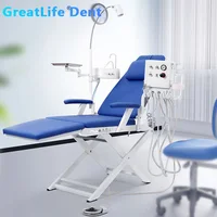 New Original Dental Folding Chair with Led Lamp and Portable Air Turbine Unit and Water Flushing Dental Portable Chair Set