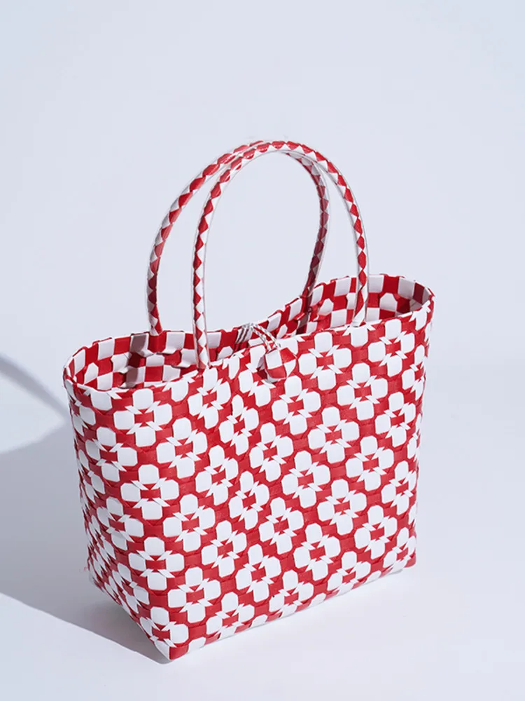 JNMC Design Sense Four Seasons Plum Blossom Handwoven Vegetable Basket Handheld Bag For Women