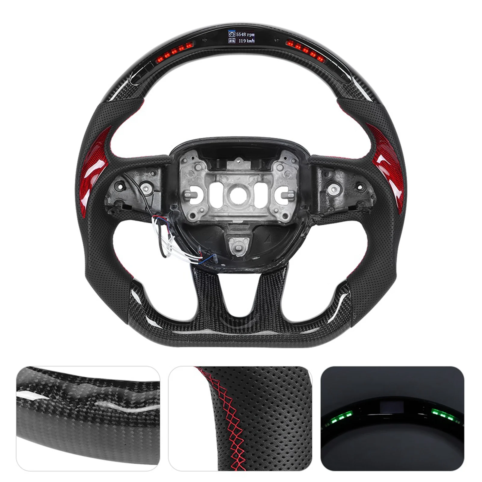 탄소 섬유 스티어링 휠 LED 레이스 디지털 디스플레이 시프트 조명, HELLCAT 2015-2020 에 적합, 신제품