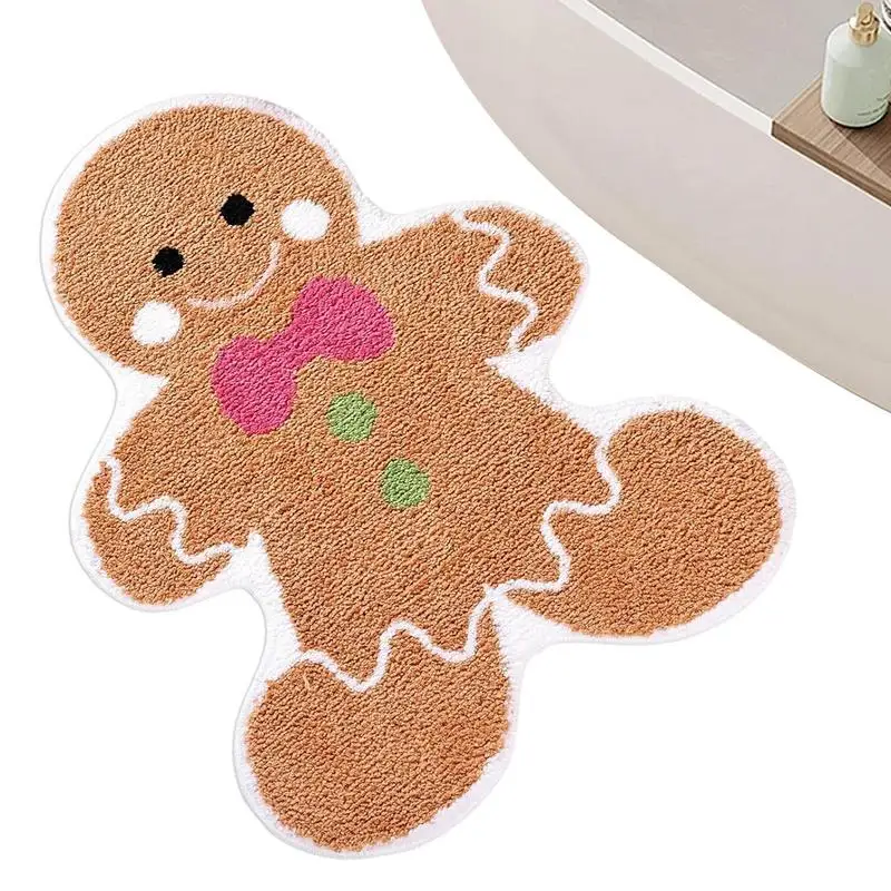 

Gingerbread Kitchen Mats Special-shaped Christmas Carpet Durable Kitchen Rugs Non-Slip Decorative Floor Mat For Porch Entrance