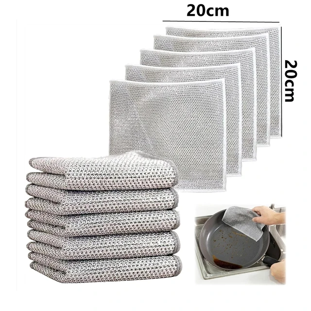 10 Strofinacci In Filo Metallico WakiHong - Per Pulizia Cucina, 20x20 Cm - Foto 4