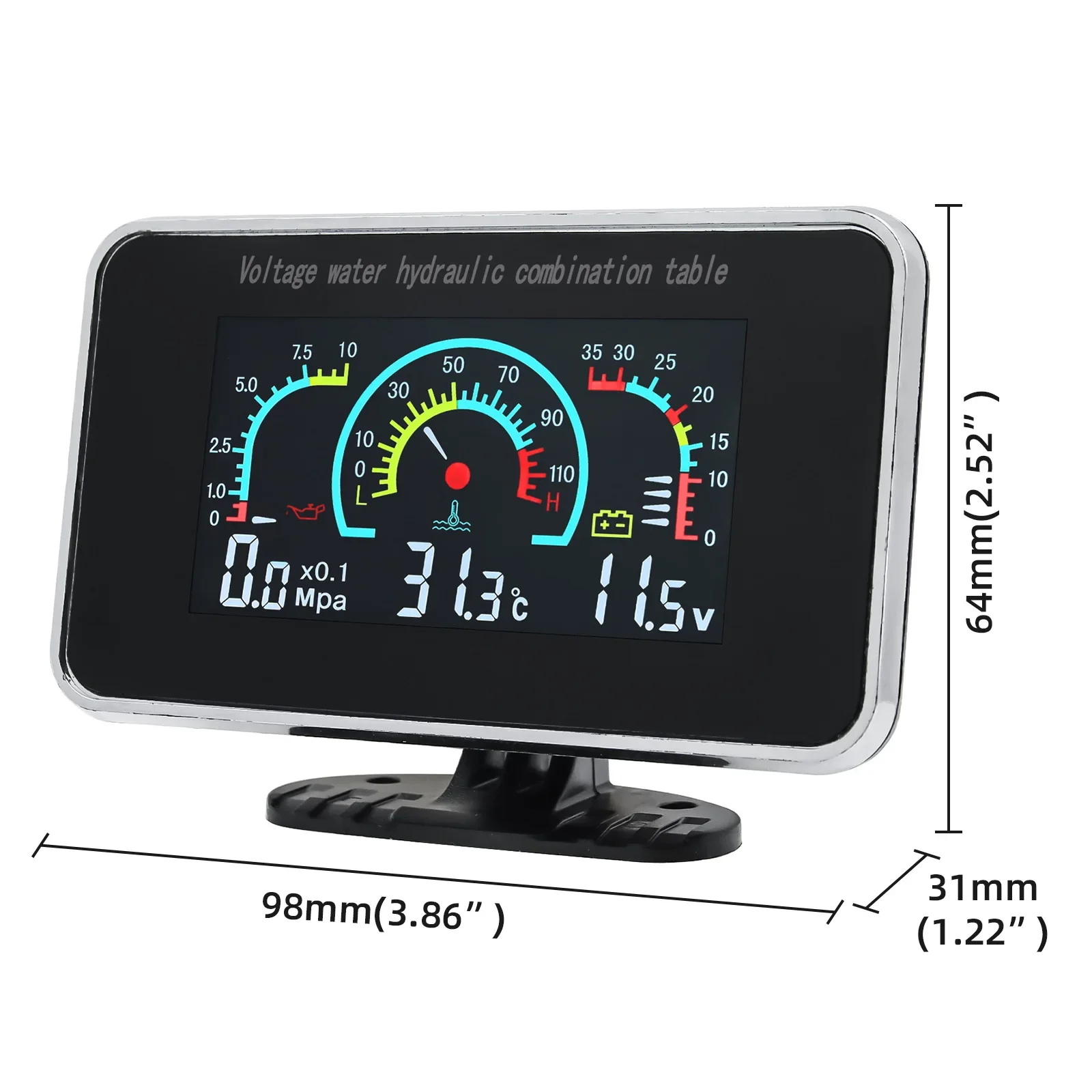 3 IN 1 Universal Car 12V/24V LCD Digital Truck Car Oil Pressure Voltage Water Temperature Combination Table 1/8 NPT Sensors water temp gauge digital display gauge automotive gauge