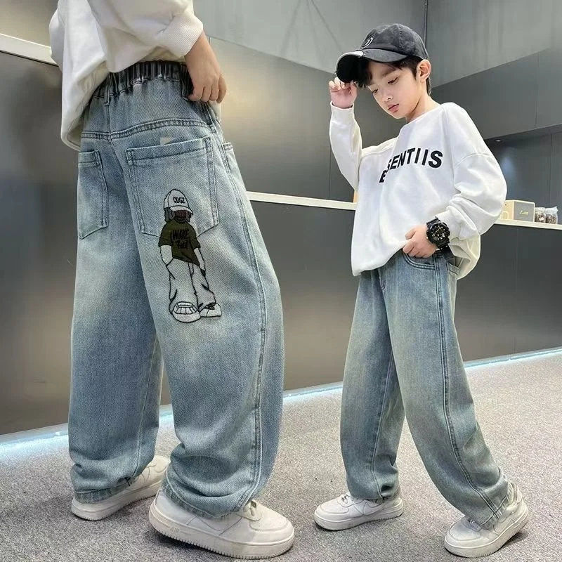 2025 Spring Autumn Fashion Boys Denim Pants Children Trousers Casual Kids Jeans Pants for 4-14 Years Teenager Boys Clothing 2