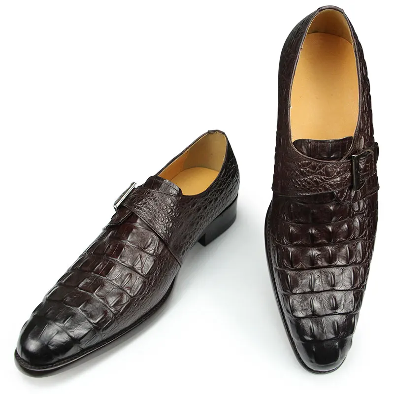 Scarpe Eleganti Uomo In Pelle Nera Modello Doppio Monaco – Punta Affusolata, Fatte A Mano