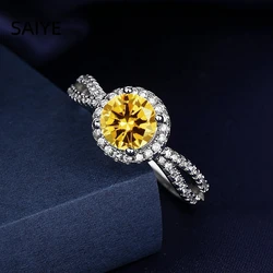 Elegant Blue Halo CZ Adjustable Sterling Silver Ring for Women - Fine Jewelry Gift (Yellow)