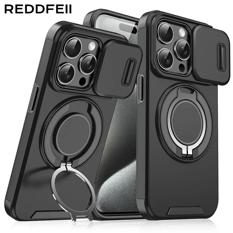 360° Rotating Car Holder Ring with Window Protection - Metal Phone Case Cover