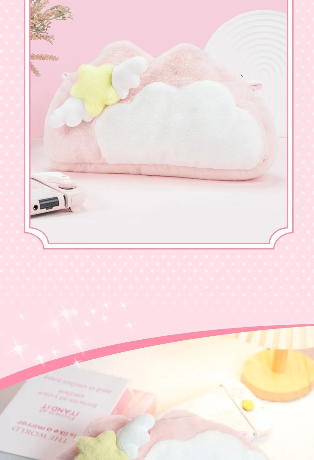 GeekShare Carrying Case Pink Star Kawaii Plush Strorage Bag For Nintendo Switch OLED NS Game Console Accessories
