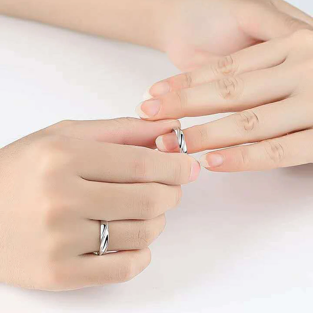 Daifuni 100% S925 Sterling Silver Shiny Couple Simple Ring For Women Men Wedding Jewelry Finger Fine Jewelry Fashion Gifts New 6