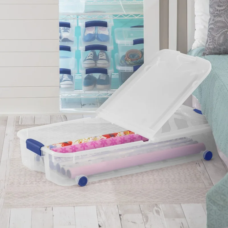 66 Quart Wheeled Underbed Storage Box Convenient Durable