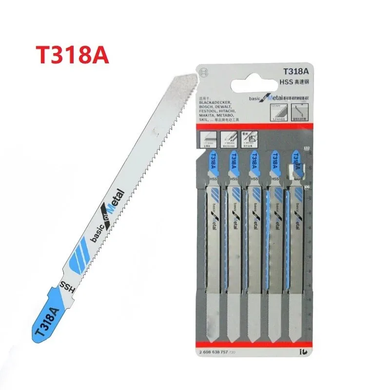 

5Pcs T318A Jig Saw Blade 132mm HCS Jigsaw Blades For Wood PVC Fibreboard Cutting Woodworking Reciprocating Saw Blades