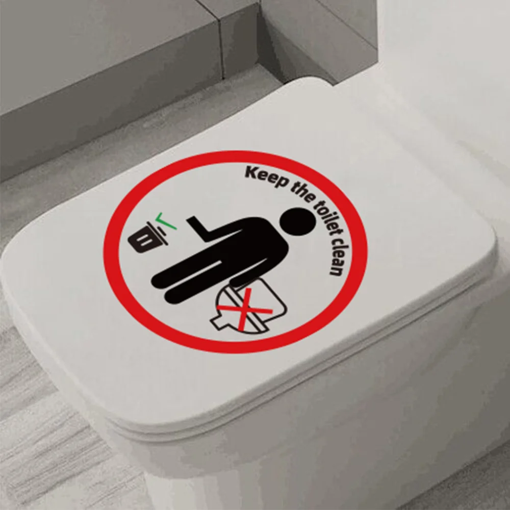 Toilet Stickers Creative English Sign Toilet Sticker Toilet Decoration Keep The Clean Sticker with Pattern Restroom Decor