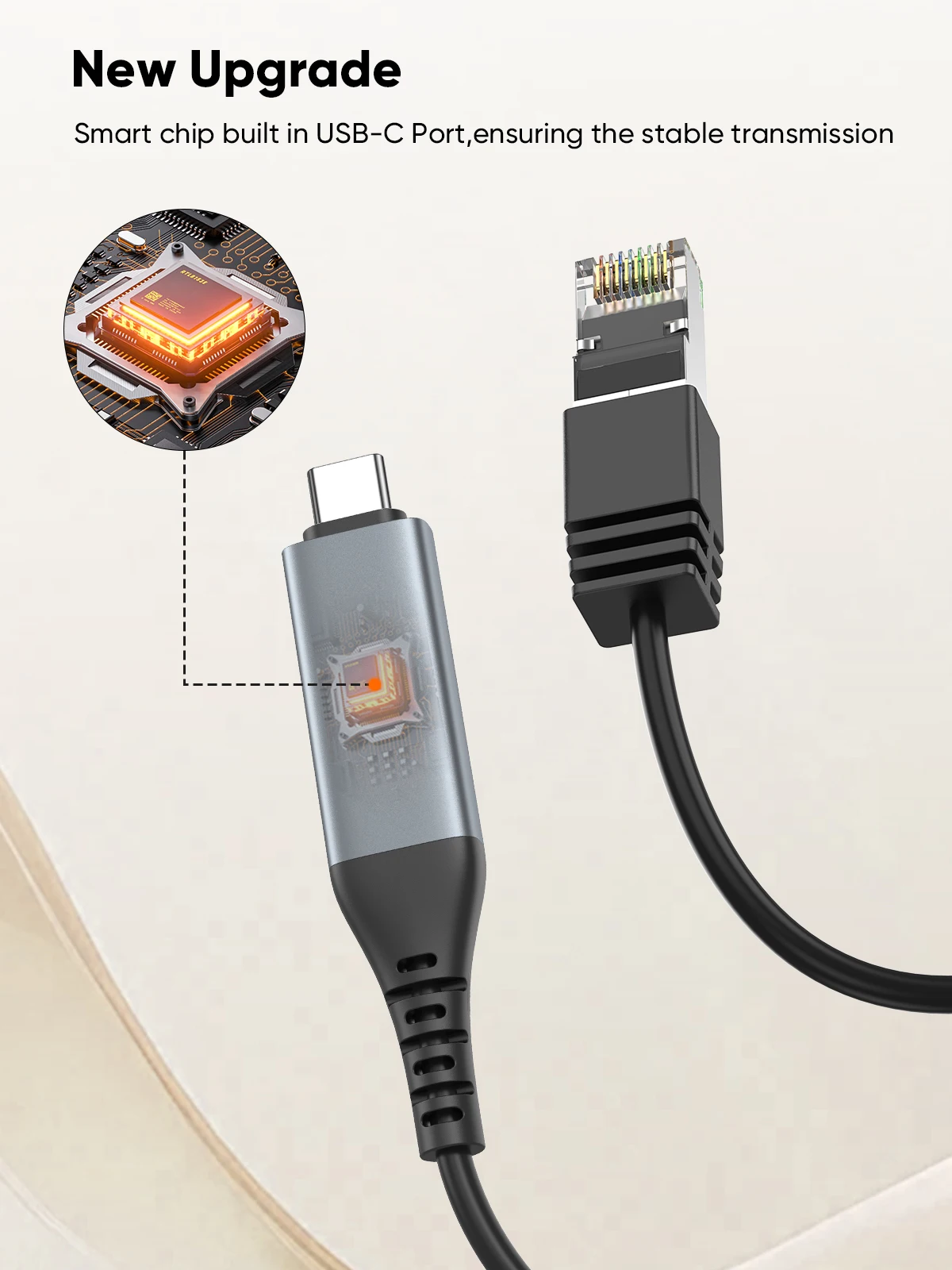 CableCreation USB C RJ45 이더넷 케이블 1000Mbps 기가비트 CAT6 일체형 LAN 네트워크 케이블 알루미늄 커넥터 안정적 전송 어댑터 불필요 맥북 아이폰15 갤럭시S24 태블릿