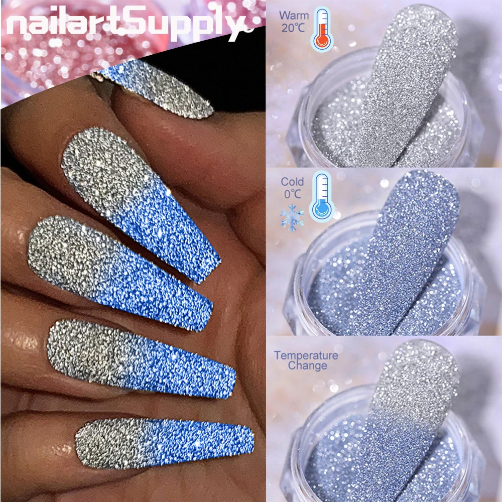 1 Boxed Versatile Shining Thermal Nail Flash Powder Temperature Changing  Nails Glitter Dust Manicure Sequins Decor Accessories 8