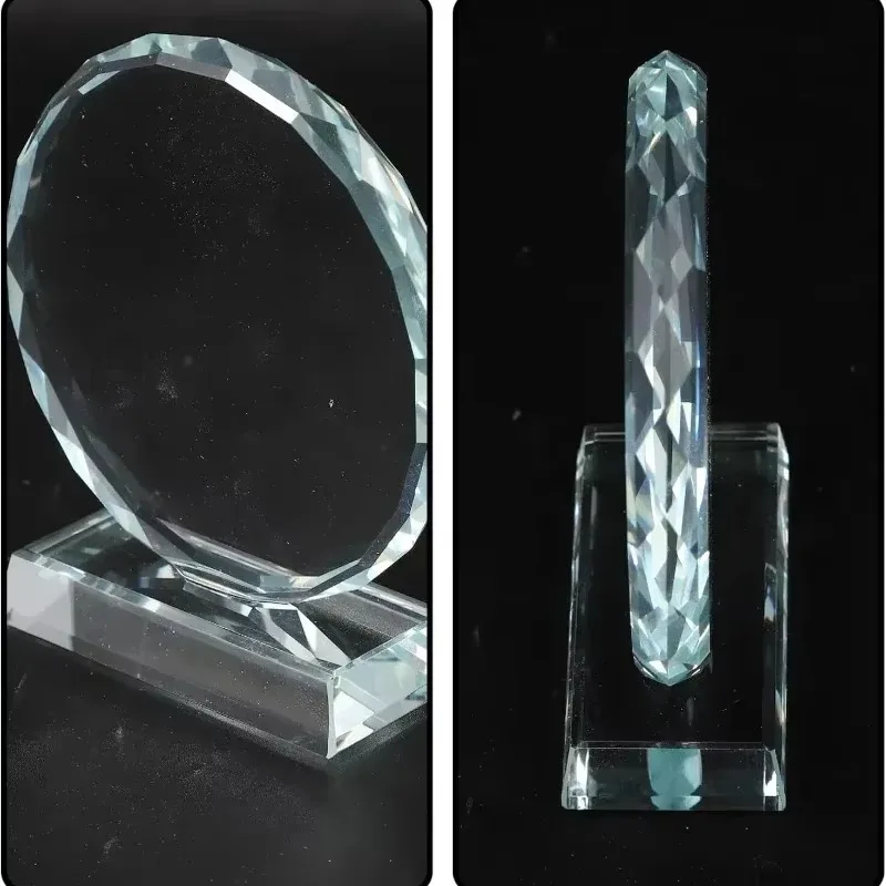 Blank Creative Crystal Trophy Glass Transparent Crystal Decor Trophies Decor Family Presents Souvenir Ornaments Company Award