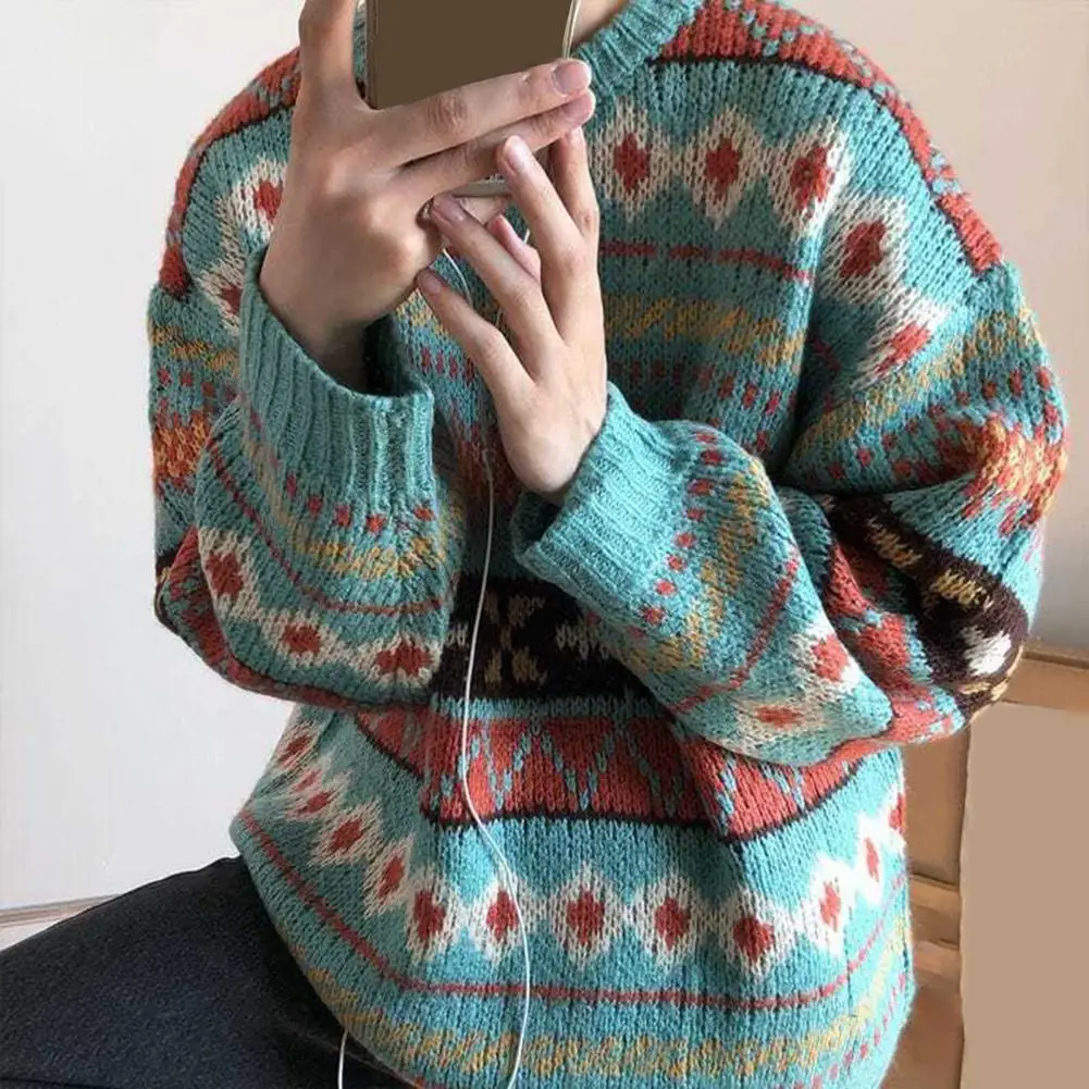 

Neck Round Vintage Sweater Spring Trendy Knitting Warm