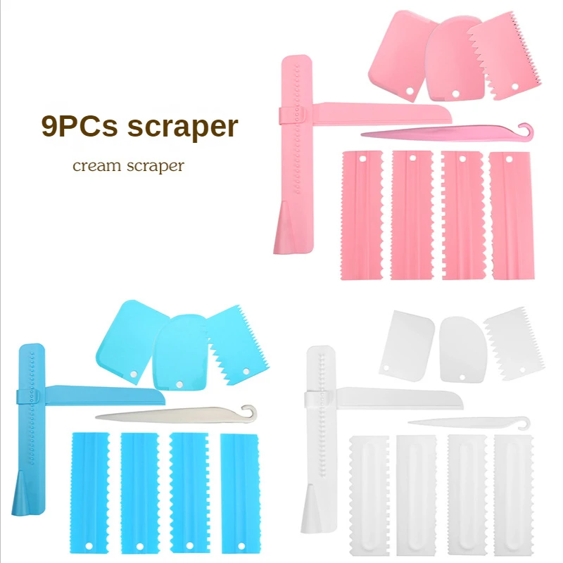 Baking supplies Cake tools Cake decorating kit 9pcs set cake decoration comb Cream demoulding knife adjustable scraper cake smoothing Spatula Baking Pastry tools accessories
