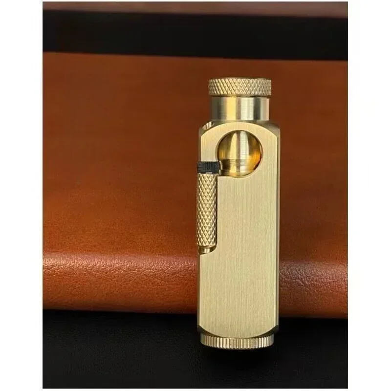 Heavy Trench Handmade Brass Kerosene Lighter Flamido Side Pulley Ignition Special-shaped Lighter Retro Collectible 4