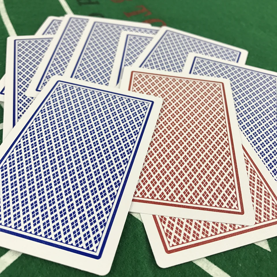 Easytoday 1Pcsset PVC Waterproof Plastic Playing Poker Cards 2 Color Red and Blue Baccarat Texas Hold'em Club Playing Cards (5)