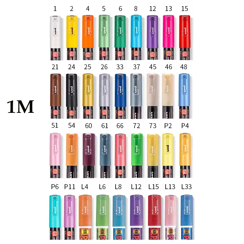 1pcs Uni POSCA Paint Marker Pen Full Colours Range PC-1M 36 Colors PC-3M 45 Colors PC-5M 54 Marking Art Painting paint marker pen