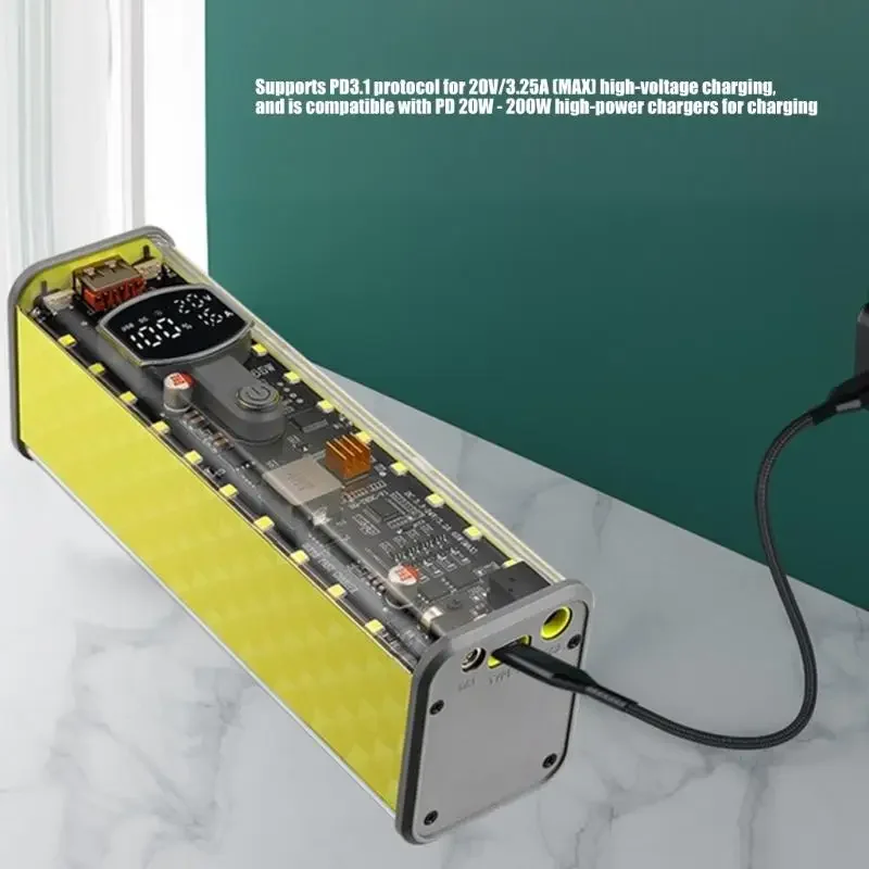 J60A 소형 65W 충전식 보조베터리 케이스 홀더 8슬롯 디자인 8Pcs 18650 배터리 상자 야외 및 여행에 이상적
