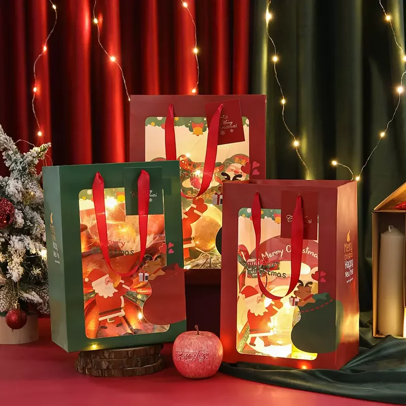 

500pcs/Lot Wholesale Custom Logo High-End Clothing Chrismas Gift Shopping Jewellery Packaging Paper Bag with Ribbon and Tag