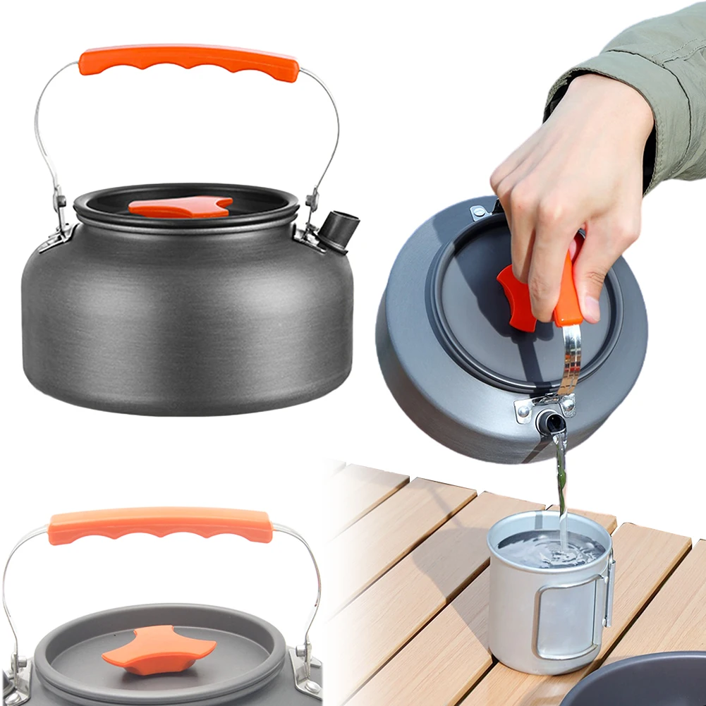 0.8/1.6L Camping Kettle Lightweight Water Kettle Aluminum Alloy Water Boiler Anti Scald Handle Multifunctional For Hiking Picnic