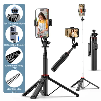 Treppiede per selfie stick per smartphone con interfaccia a vite da 1/4'' e supporti per cellulare wireless Bluetooth per sistemi Android iOS C12/C13