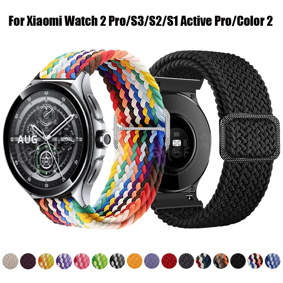

For Xiaomi Watch 2 Pro Strap Nylon Braided Loop Bracelet For Mi Watch S3/Color 2/Watch S1 Active/S2 42 46mm Watch Band Correa