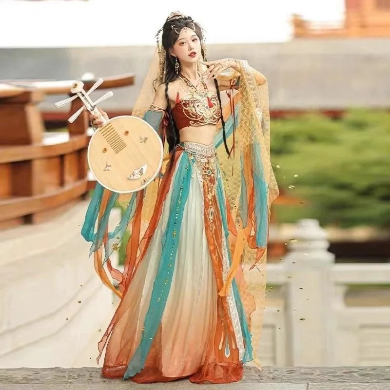Dunhuang Hanfu Female Dance Han Elements Tianzhu Princess Western Regions Goddess Chinese Traditional Costume Exotic Style dance dress chinese traditional costumes women dance costume stage performance costume