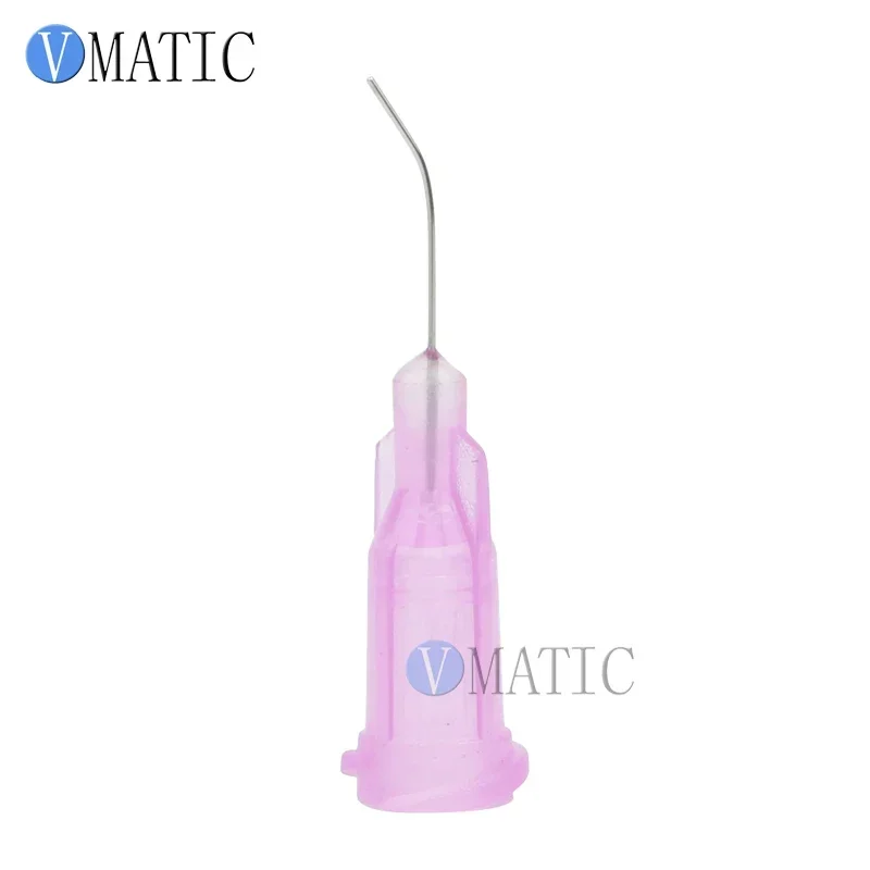 100Pc 30G Lavender 0.5'' Tube 45 Degree Bend Bent Dispensing Needle Tips Stainless Steel Dispenser Needle 1/2 Inch